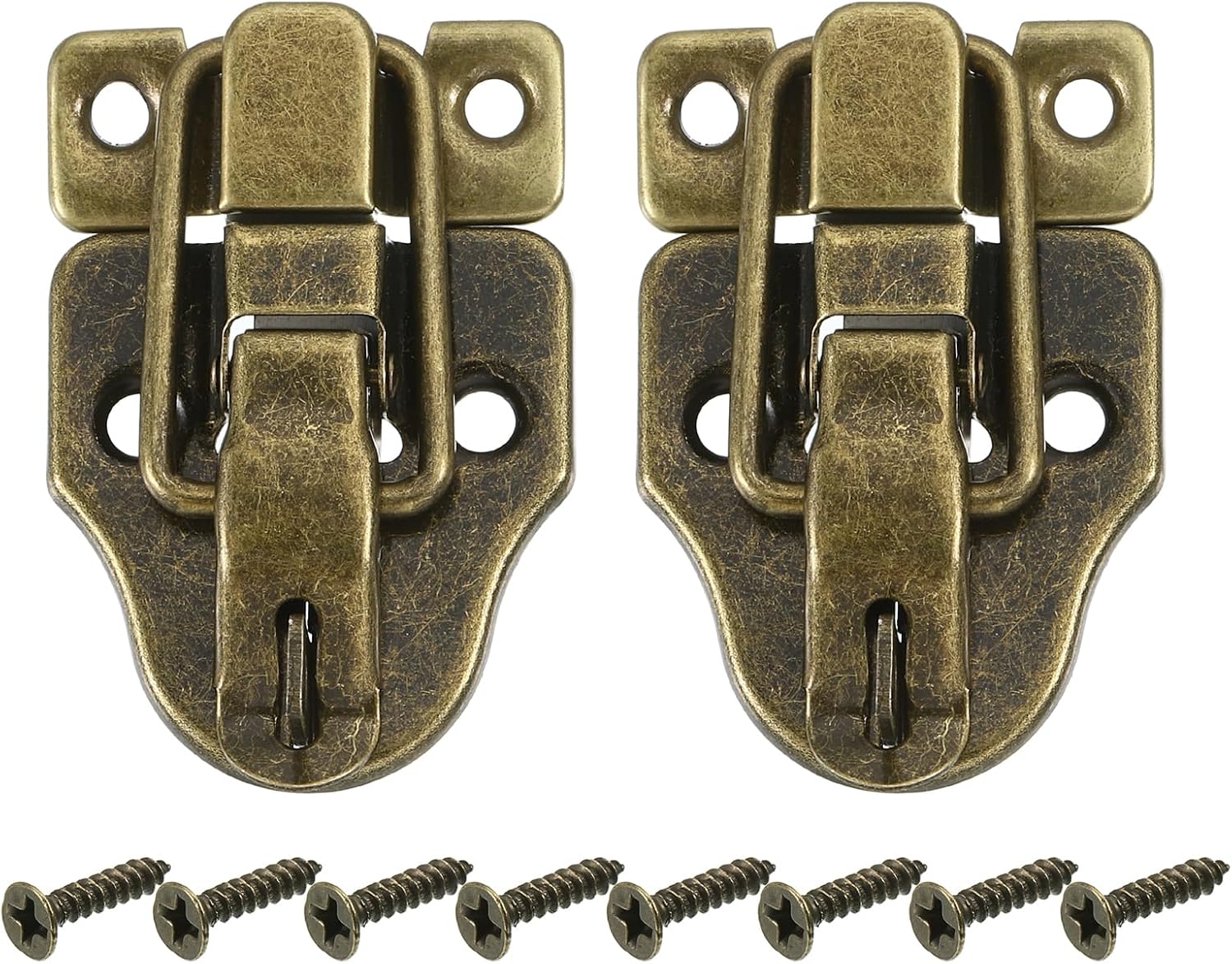 Bronze Duck-Billed Toggle Hasp Latch Set for Jewelry Box and Wooden Case - 2Pcs with Padlock Hole