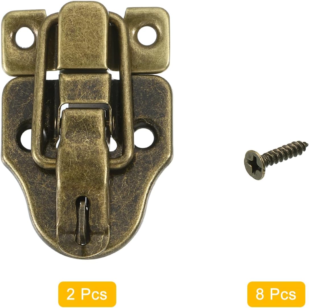 Bronze Duck-Billed Toggle Hasp Latch Set for Jewelry Box and Wooden Case - 2Pcs with Padlock Hole