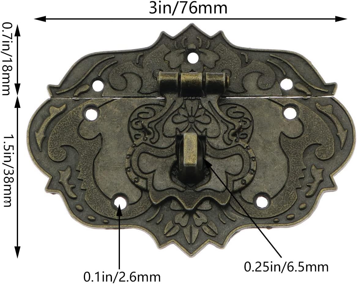 Bronze Heart-Shaped Padlock and Hasp Latch Set for Wooden Jewelry Boxes - Includes Key and Mounting Screws