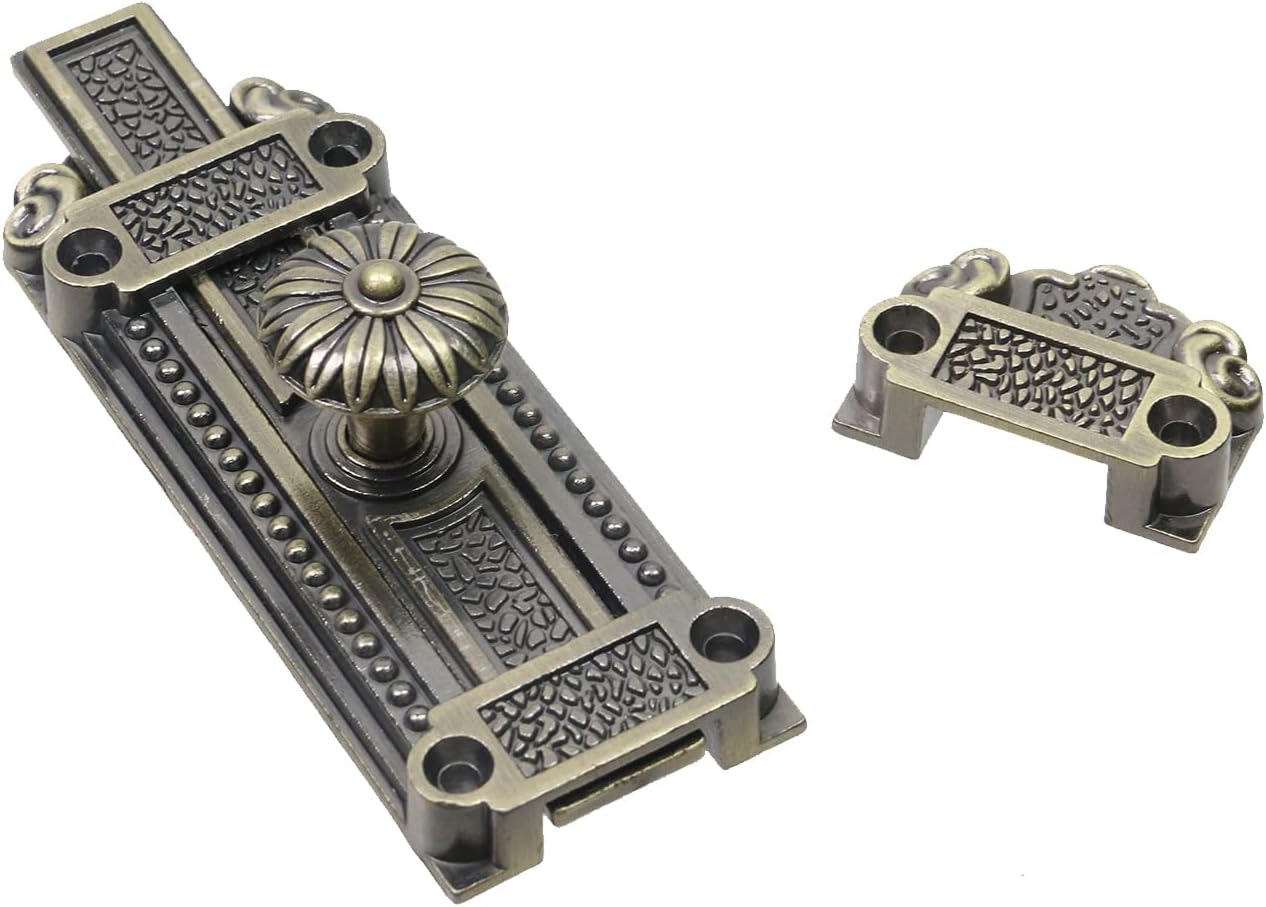 Bronze Sliding Door Bolt Lock Latch with Mounting Screws - 5 Inch Length - Antique Gate Security for Doors and Windows