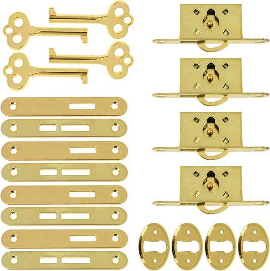 Bronze Small Mortise Cabinet Drawer Lock Set with Old Style Assembly for Convex Surfaces