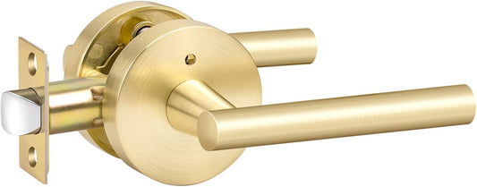 Brushed Gold Interior Privacy Door Handle Set for Bedroom and Bathroom - Heavy Duty Lever Pack by goldenwarm