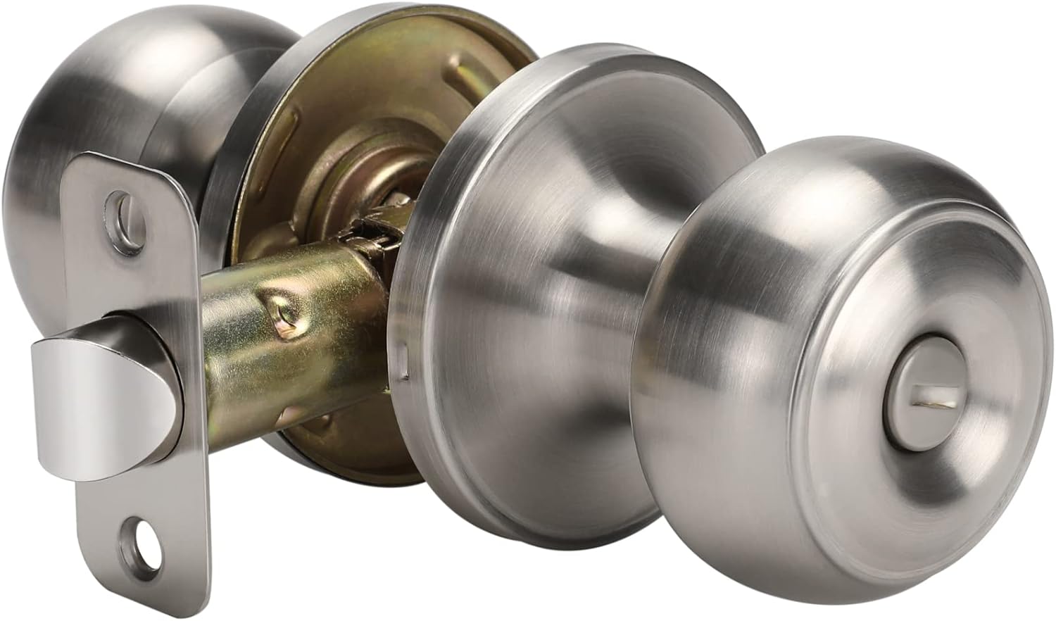 Brushed Nickel Interior Door Knobs - Privacy Bedroom Door Knobs - Silver Finish (1 Pack)