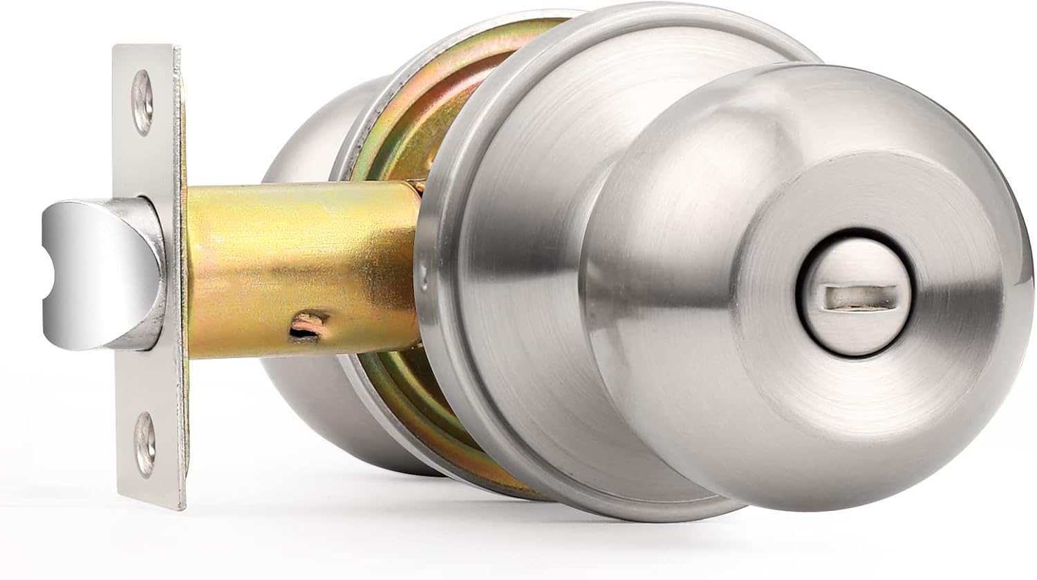 Brushed Nickel Privacy Door Knob for Bathroom/Bedroom - Keyless Interior Lock by Probrico
