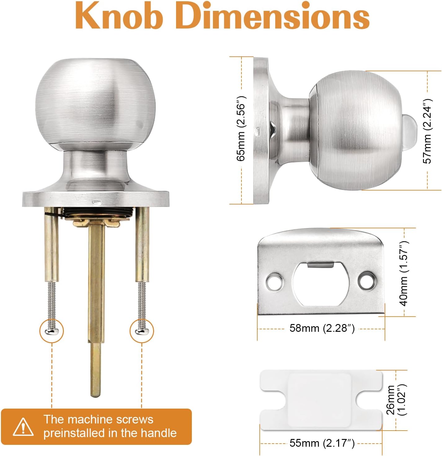 Brushed Nickel Privacy Door Knob for Bathroom/Bedroom - Keyless Interior Lock by Probrico