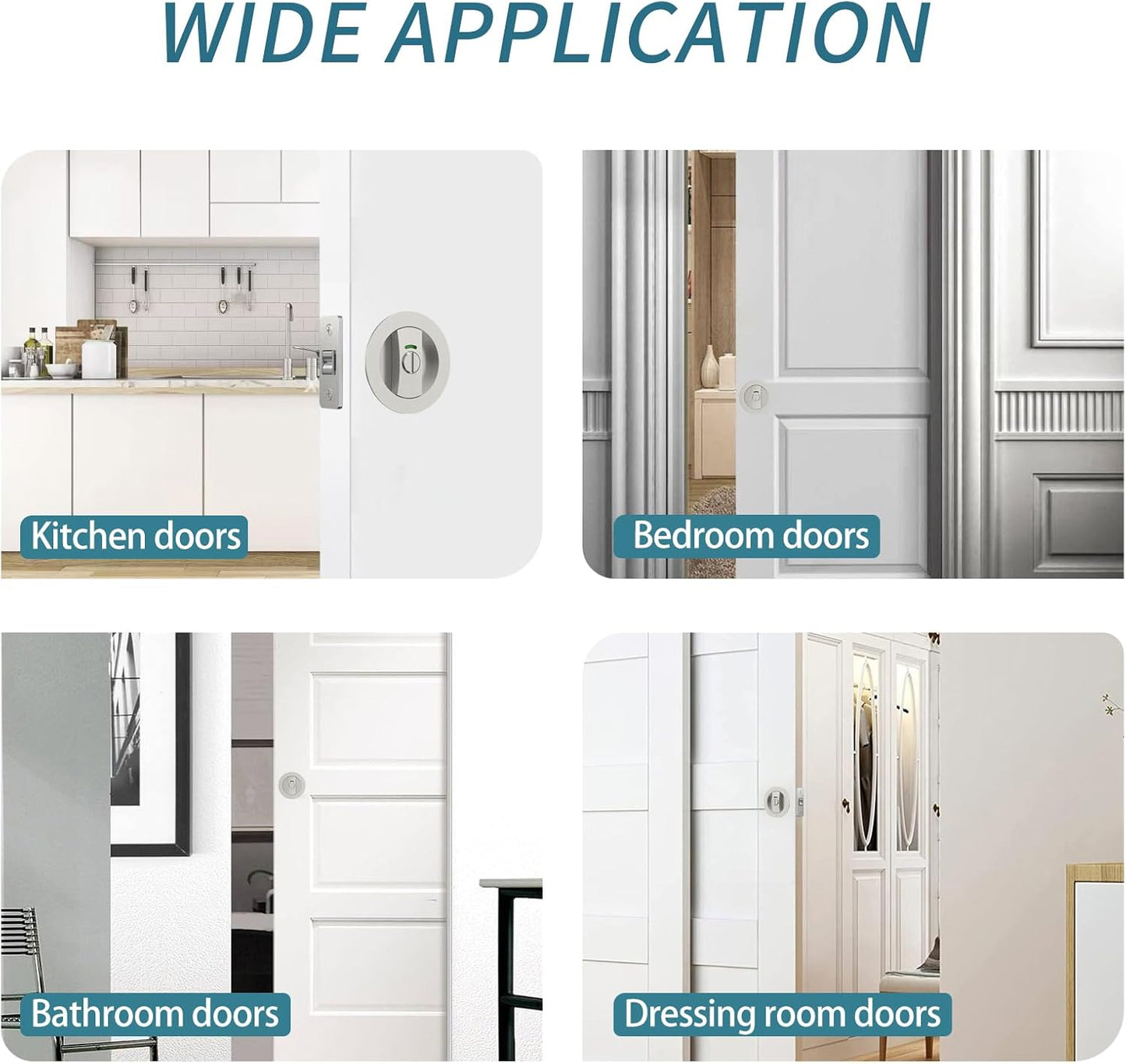 Brushed Nickel Round Privacy Pocket Door Lock with Color Coded Indicators for Bathroom - Heavy Duty Bed/Bath Hardware Replacement - WildKart