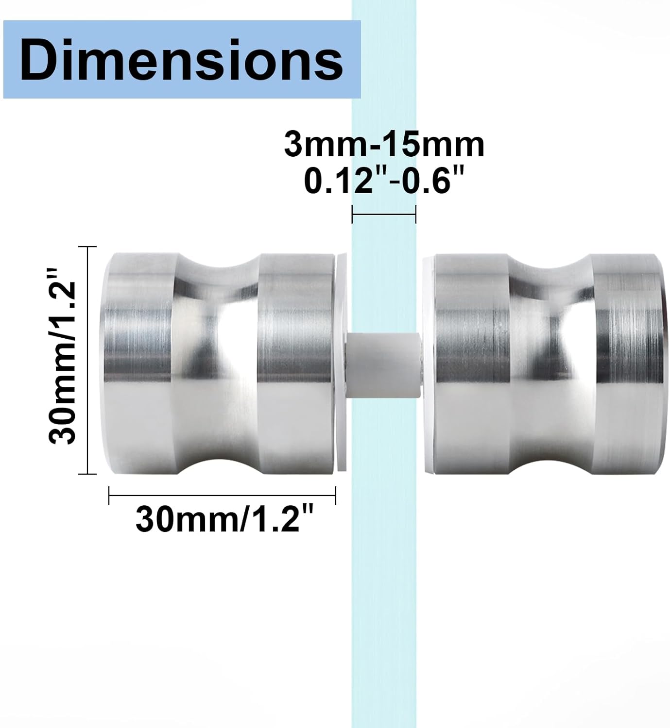 Brushed Nickel Stainless Steel Shower Glass Door Handle - Replacement Knob for Sliding Doors - Solid SUS304 Double Side Pull Hardware