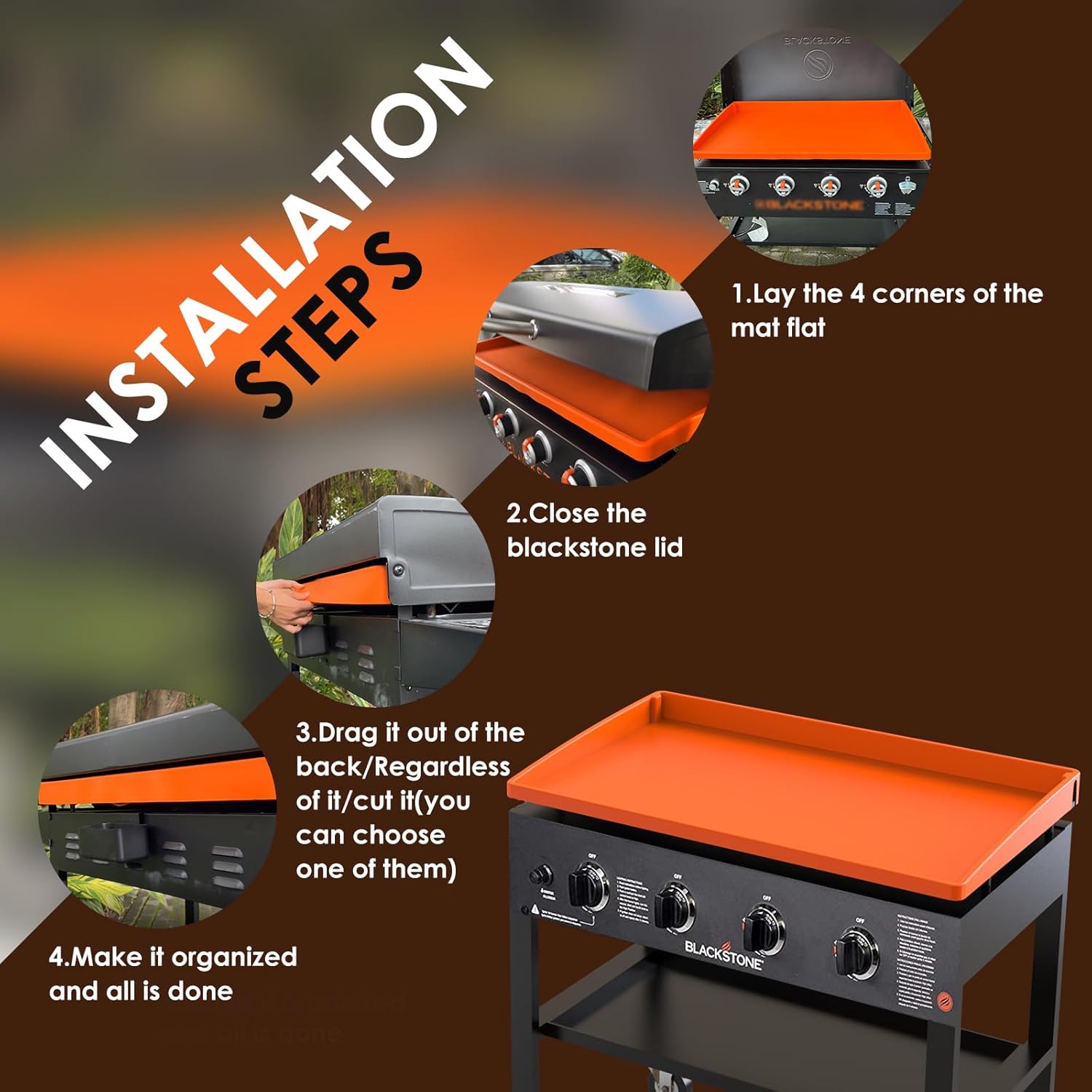 BSTTEK Upgraded Silicone Griddle Cover Mat for 36" Blackstone Grill - Heavy Duty Food Grade Accessories to Protect from Rust, Insects, and Leaves