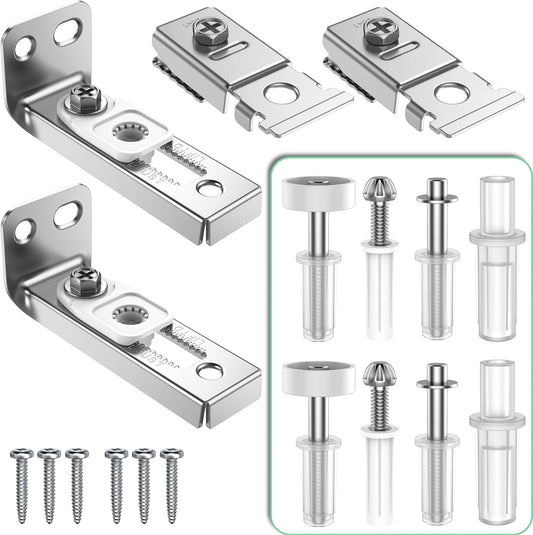 BUDONI Bi-fold Sliding Closet Door Hardware Repair Kit - 2 Pack Set for 7/8" to 1" Track, Includes Top Bottom Pivots Bracket and Guide Wheel - Folding Pocket Door Replacement Parts