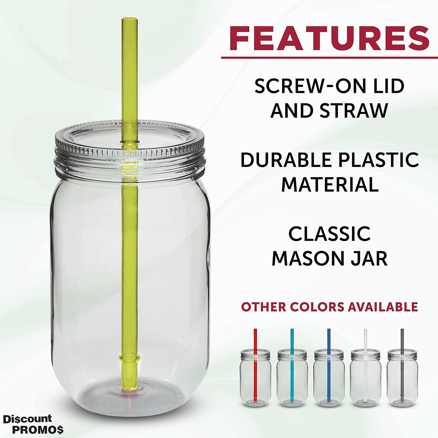 Bulk Pack of 10 Apple Green Plastic Mason Jars with Straw - 24 oz. - Perfect for Overnight Oats, Fruits, Pickles, and Beverages