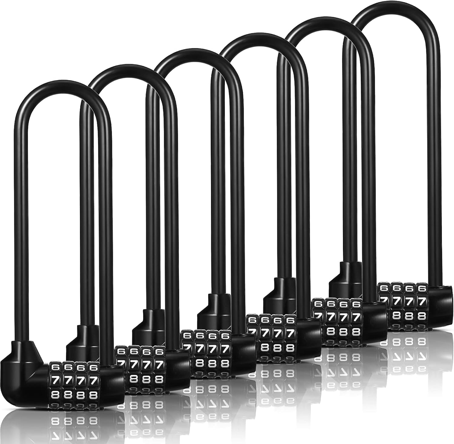 Bulk Pack of 4-Digit Combination Padlocks with Long 6" Shackle - Resettable Code for Outdoor Gates, Bicycles, Gym, School Locker - Set of 6 - WildKart