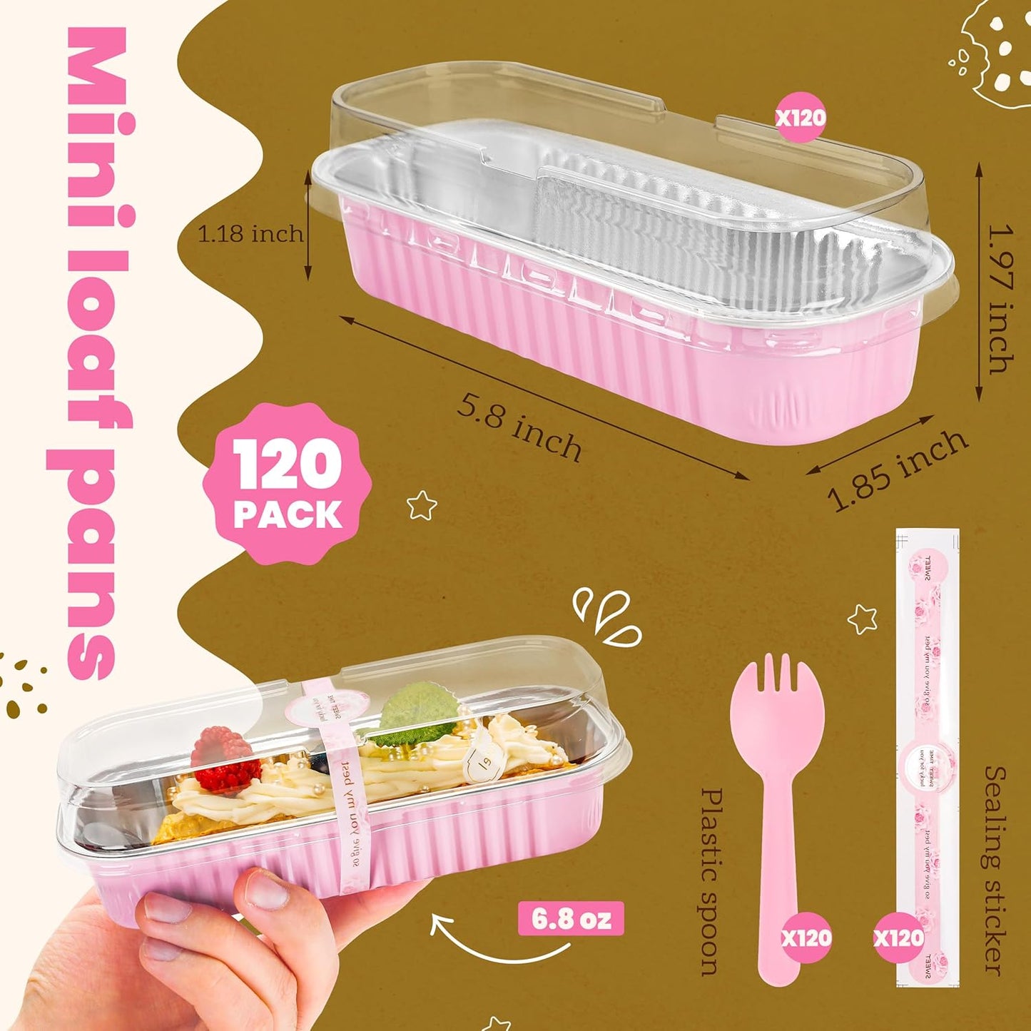 Bulk Set of 180 Mini Loaf and Aluminum Pans for Pudding, Souffle, Party, Wedding - NPLUX