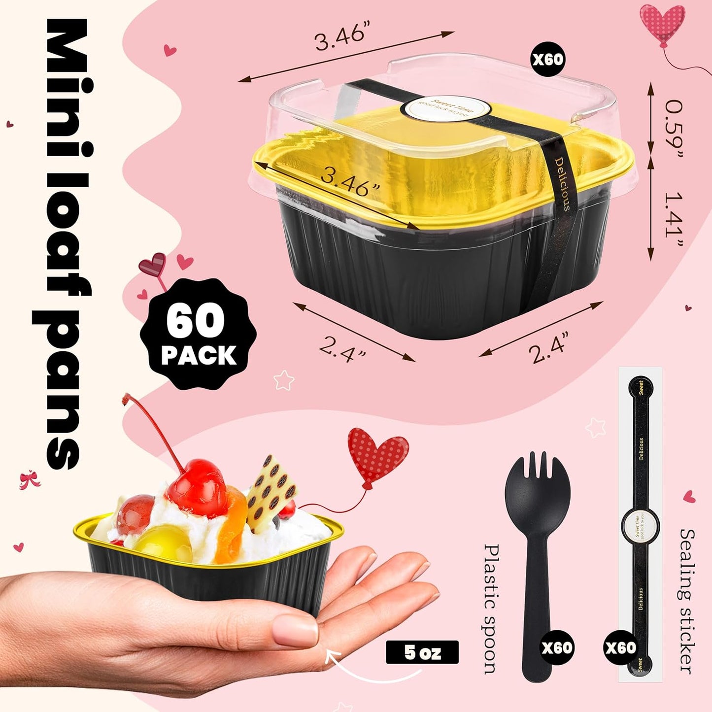 Bulk Set of 180 Mini Loaf and Aluminum Pans for Pudding, Souffle, Party, Wedding - NPLUX