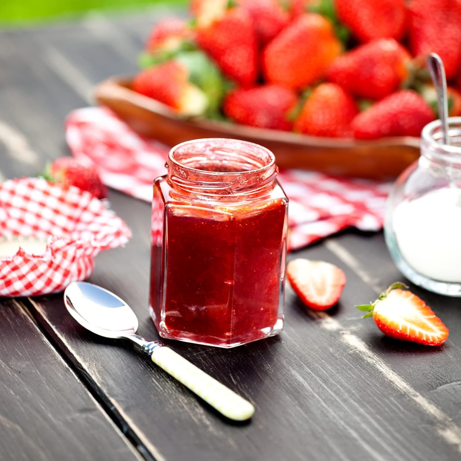 Bulk Set of 30 Hexagonal Mini Glass Honey Jars with Wooden Dips and Bee Decor - Ideal for Baby Showers, Parties, and Weddings