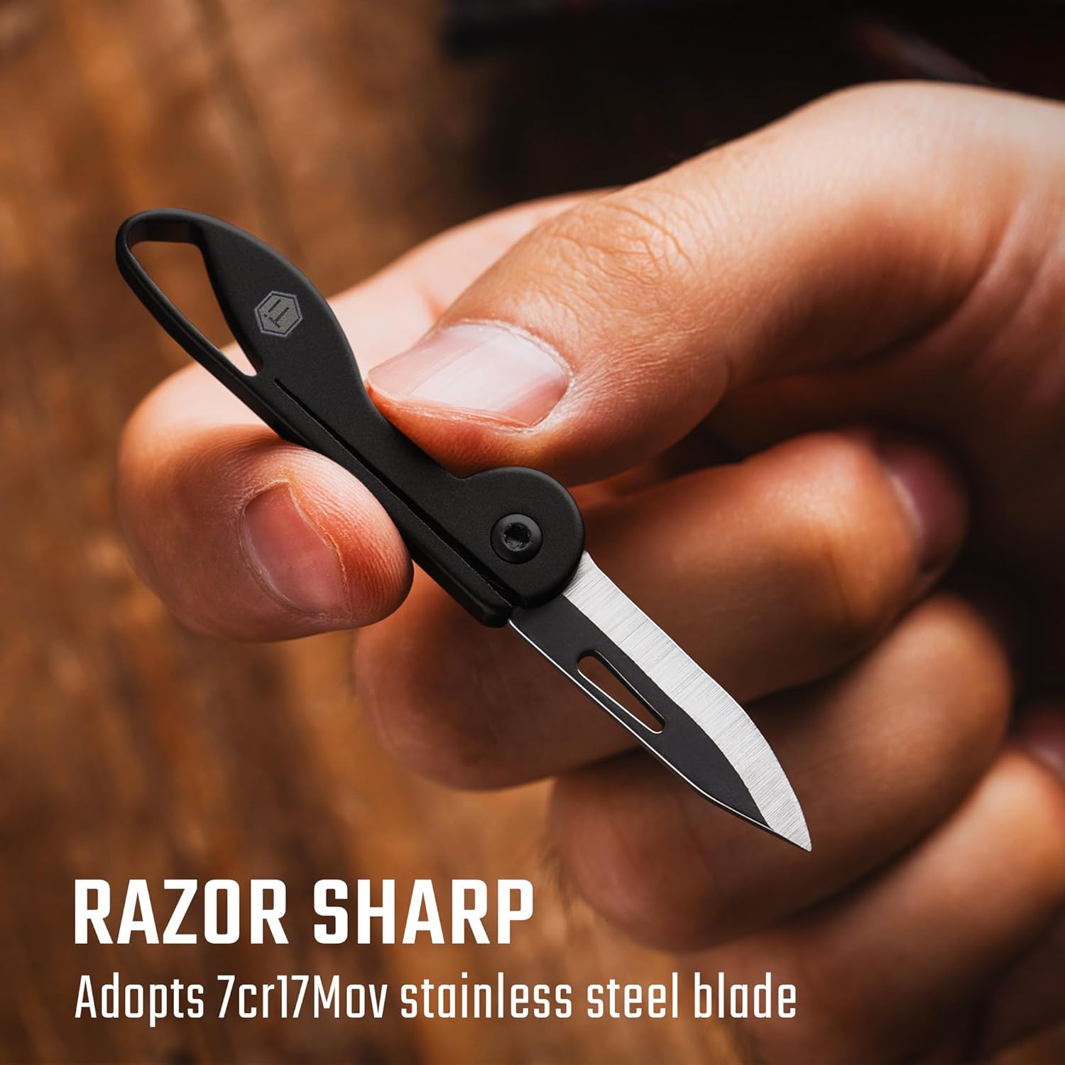 Bundle: Mini Titanium Pocket Knife, Emergency Whistle, and Jeans Keychain - KeyUnity KK05BK, KA22BK, KD02BR