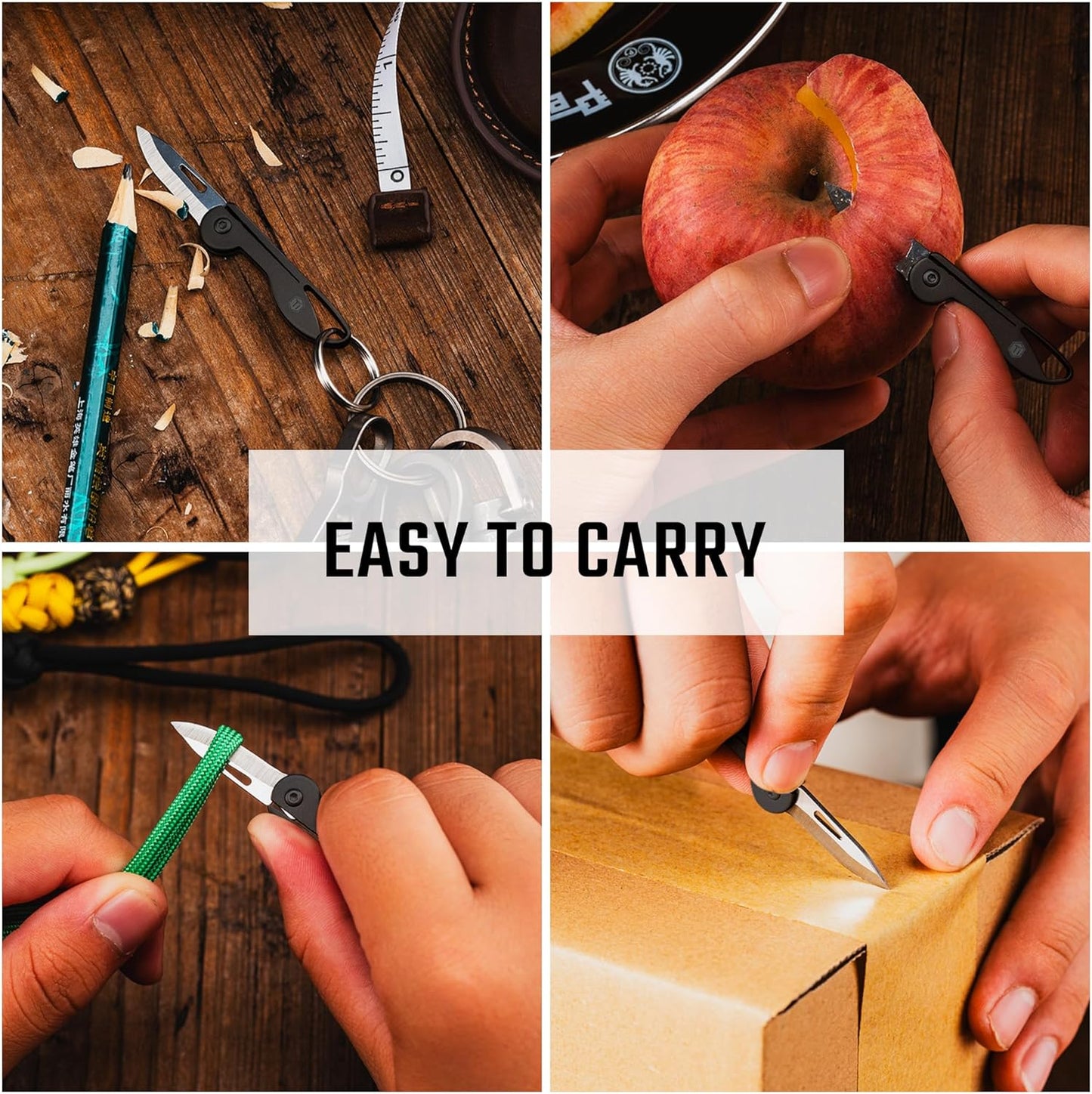 Bundle: Mini Titanium Pocket Knife, Emergency Whistle, and Jeans Keychain - KeyUnity KK05BK, KA22BK, KD02BR