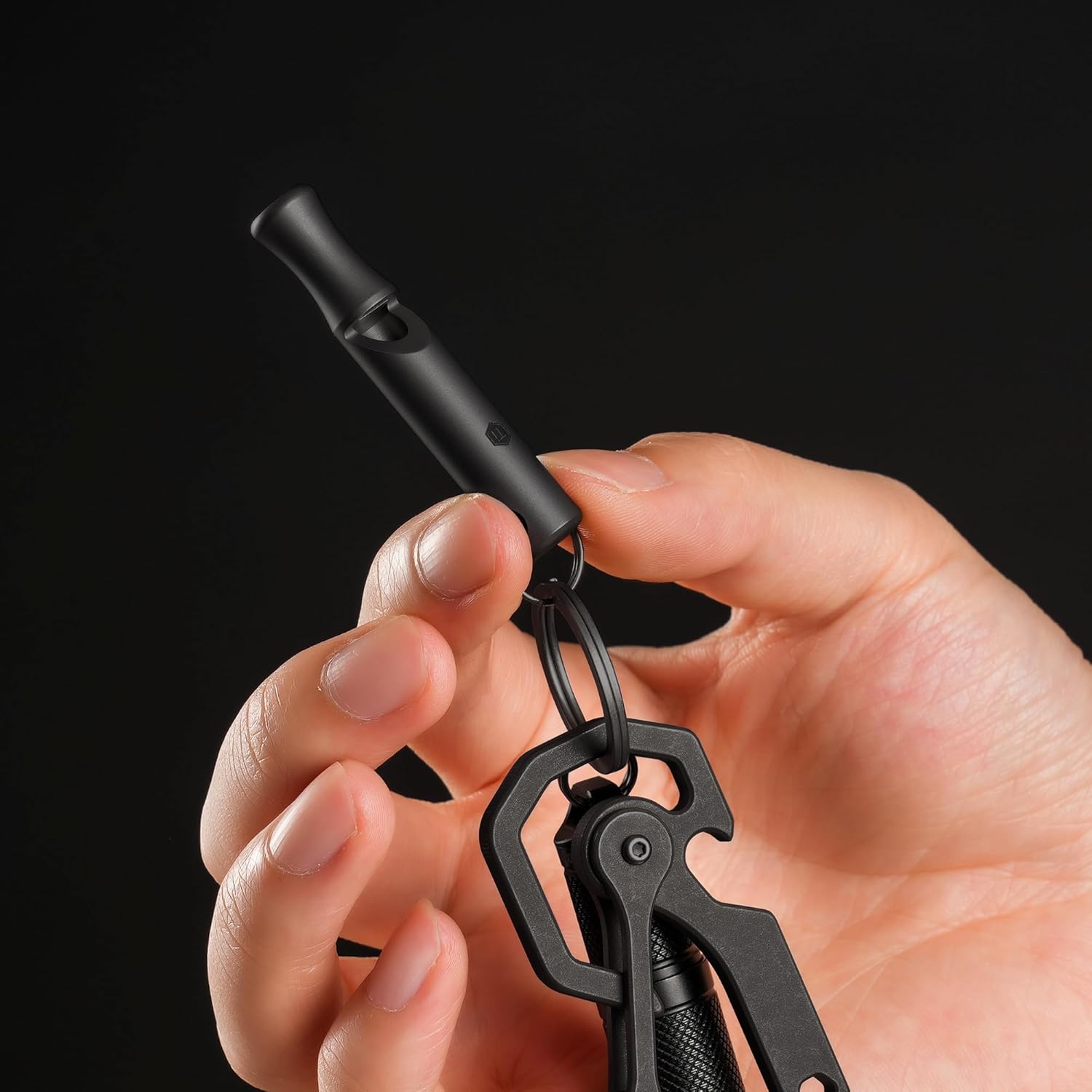 Bundle: Mini Titanium Pocket Knife, Emergency Whistle, and Jeans Keychain - KeyUnity KK05BK, KA22BK, KD02BR