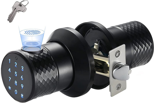 Buoan Smart Fingerprint Door Knob with Keypad and Sensor - Keyless Entry Lock for Home, Office, Hotel, Garage - Unlocking Records - No App Needed