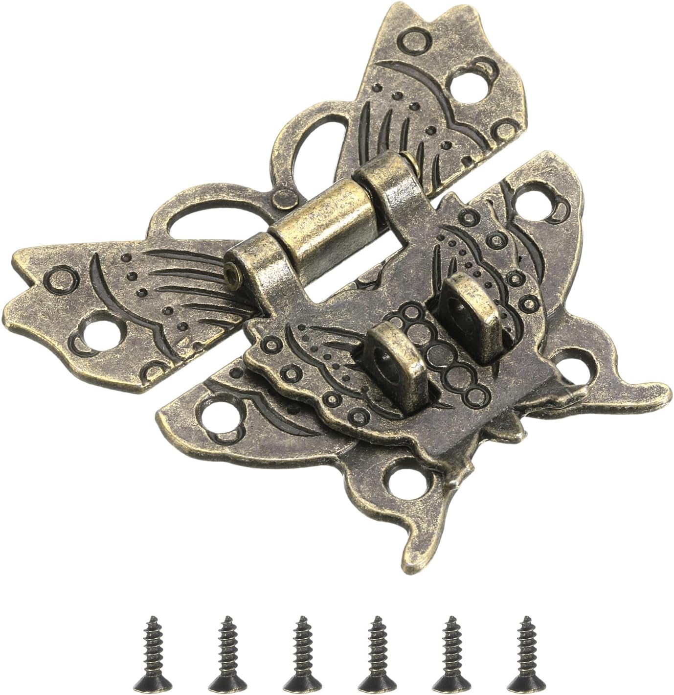 Butterfly Decorative Retro Box Toggle Latch with Double Padlock Holes - Bronze Finish, 51 x 60mm by uxcell