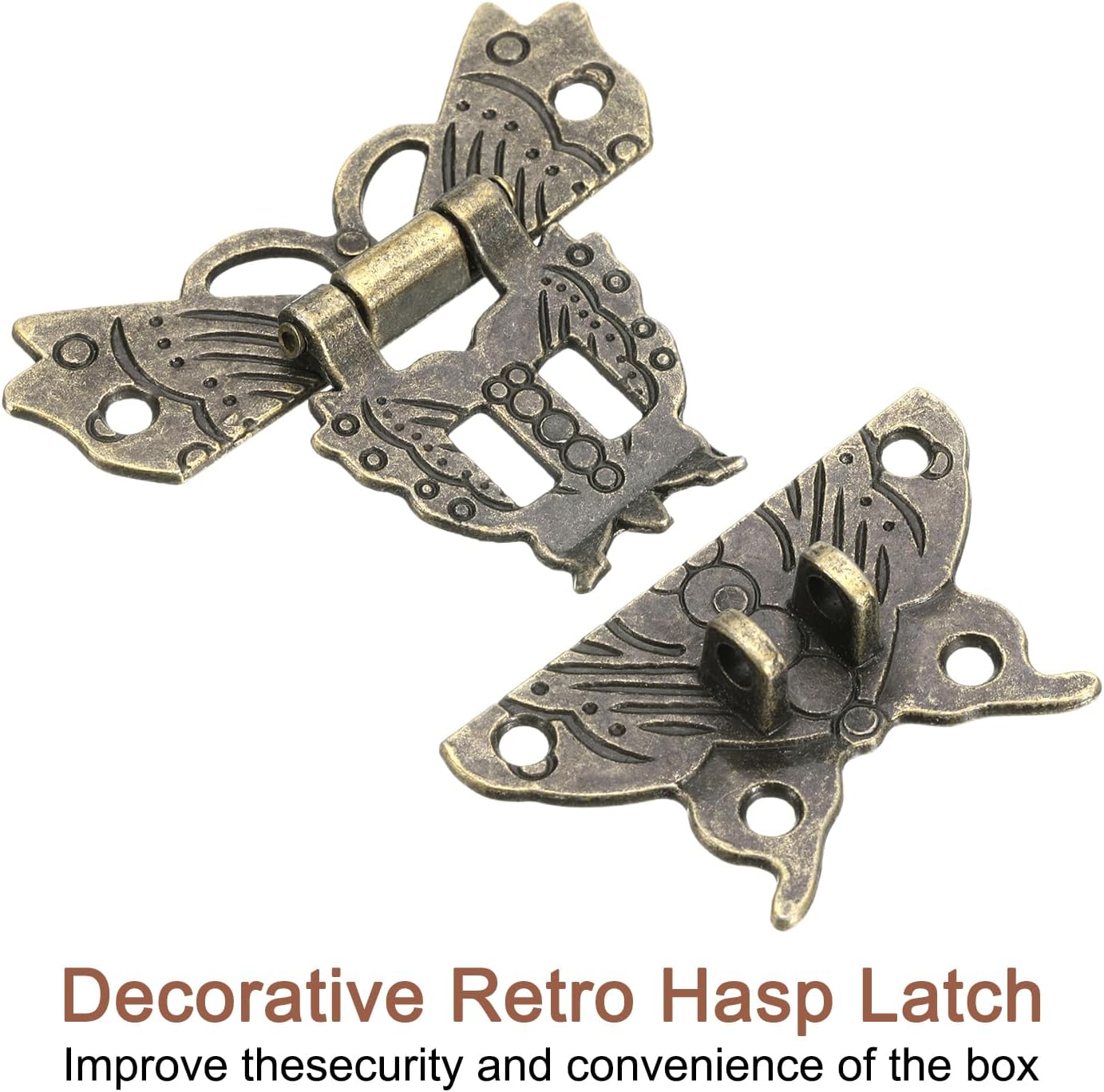 Butterfly Decorative Retro Box Toggle Latch with Double Padlock Holes - Bronze Finish, 51 x 60mm by uxcell