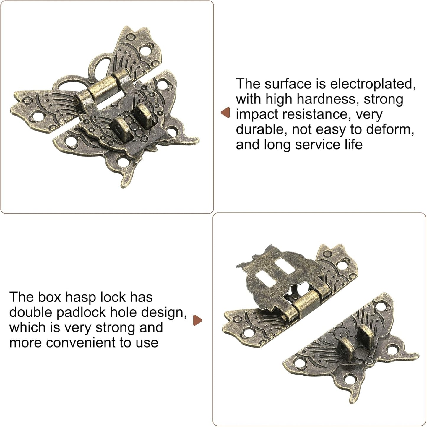 Butterfly Decorative Retro Box Toggle Latch with Double Padlock Holes - Bronze Finish, 51 x 60mm by uxcell