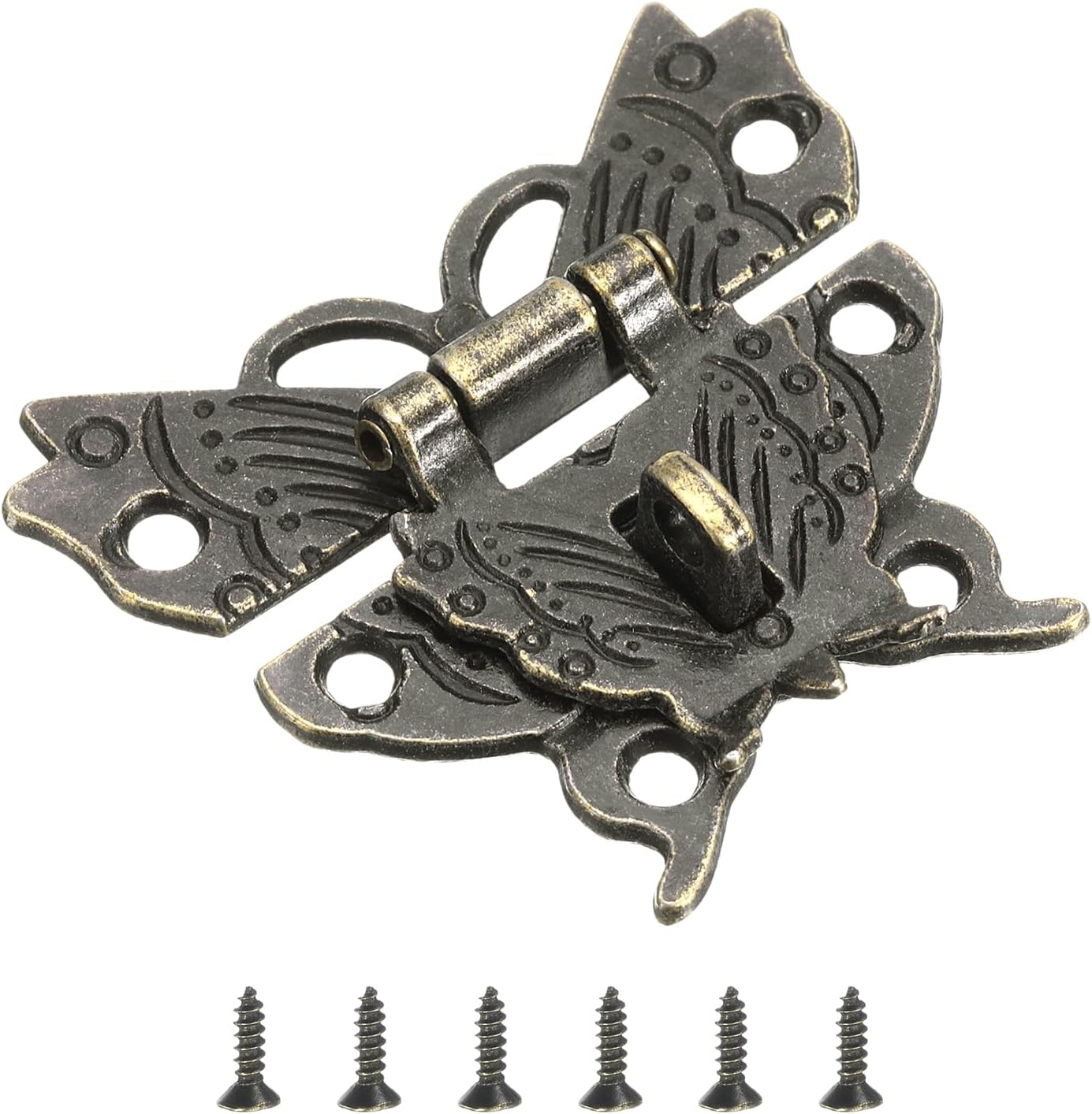 Butterfly Decorative Retro Box Toggle Latch with Padlock Hole - 43 x 50mm Bronze Hasp Clasp for Jewelry Box, Suitcase, Toolbox