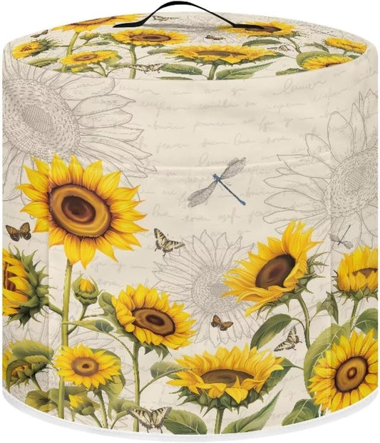 Butterfly Dragonfly Sunflower Print Kitchen Appliance Dust Cover with Pockets - Compatible with Electric Pressure Cookers, Rice Cookers, and Air Fryers - 3 Qt Pot Size