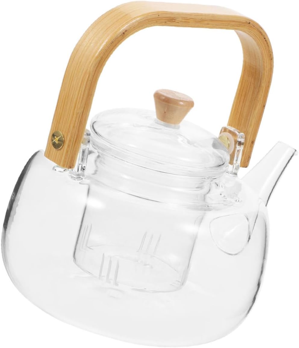 Cabilock 1000ml High Borosilicate Glass Tea Kettle with Strainer - Heatproof for Loose Leaf Tea - Elegant Design for Dad and Mom