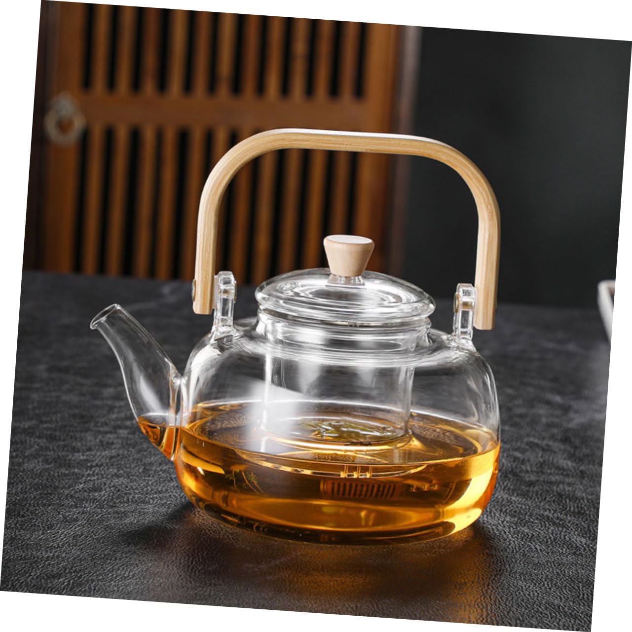 Cabilock 1000ml High Borosilicate Glass Tea Kettle with Strainer - Heatproof for Loose Leaf Tea - Elegant Design for Dad and Mom