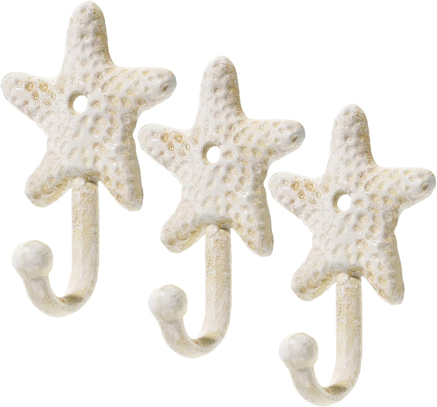 Cabilock 3pcs Heavy Duty Antique Star Towel Hooks - Decorative Wall Mounted Robe Hook Hat Rack for Bathroom and Kitchen