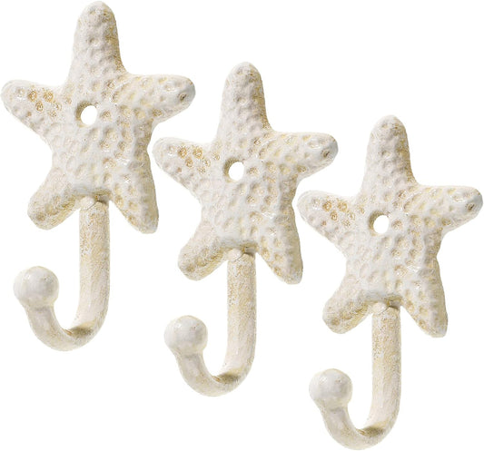 Cabilock 3pcs Heavy Duty Antique Star Towel Hooks - Decorative Wall Mounted Robe Hook Hat Rack for Bathroom and Kitchen