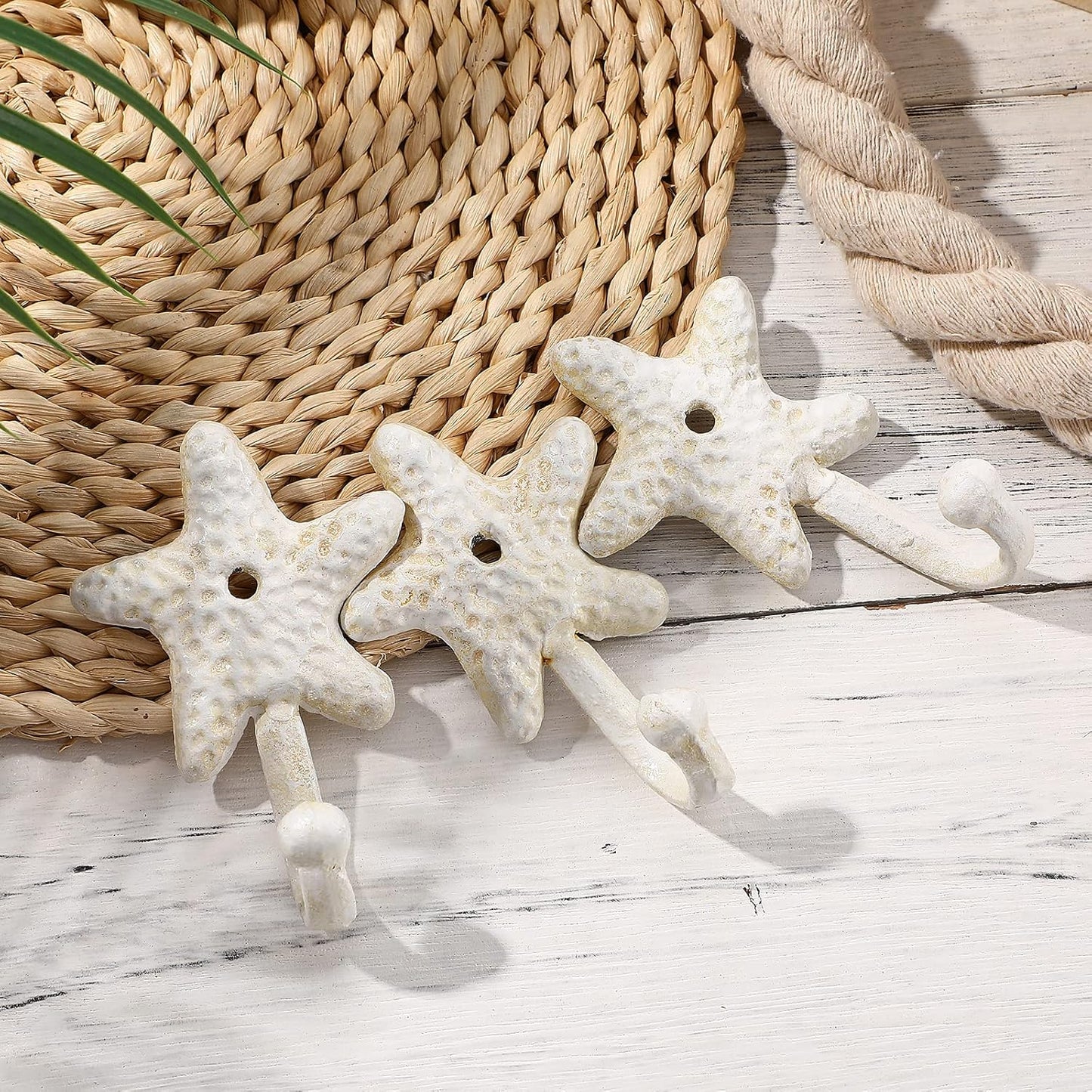 Cabilock 3pcs Heavy Duty Antique Star Towel Hooks - Decorative Wall Mounted Robe Hook Hat Rack for Bathroom and Kitchen