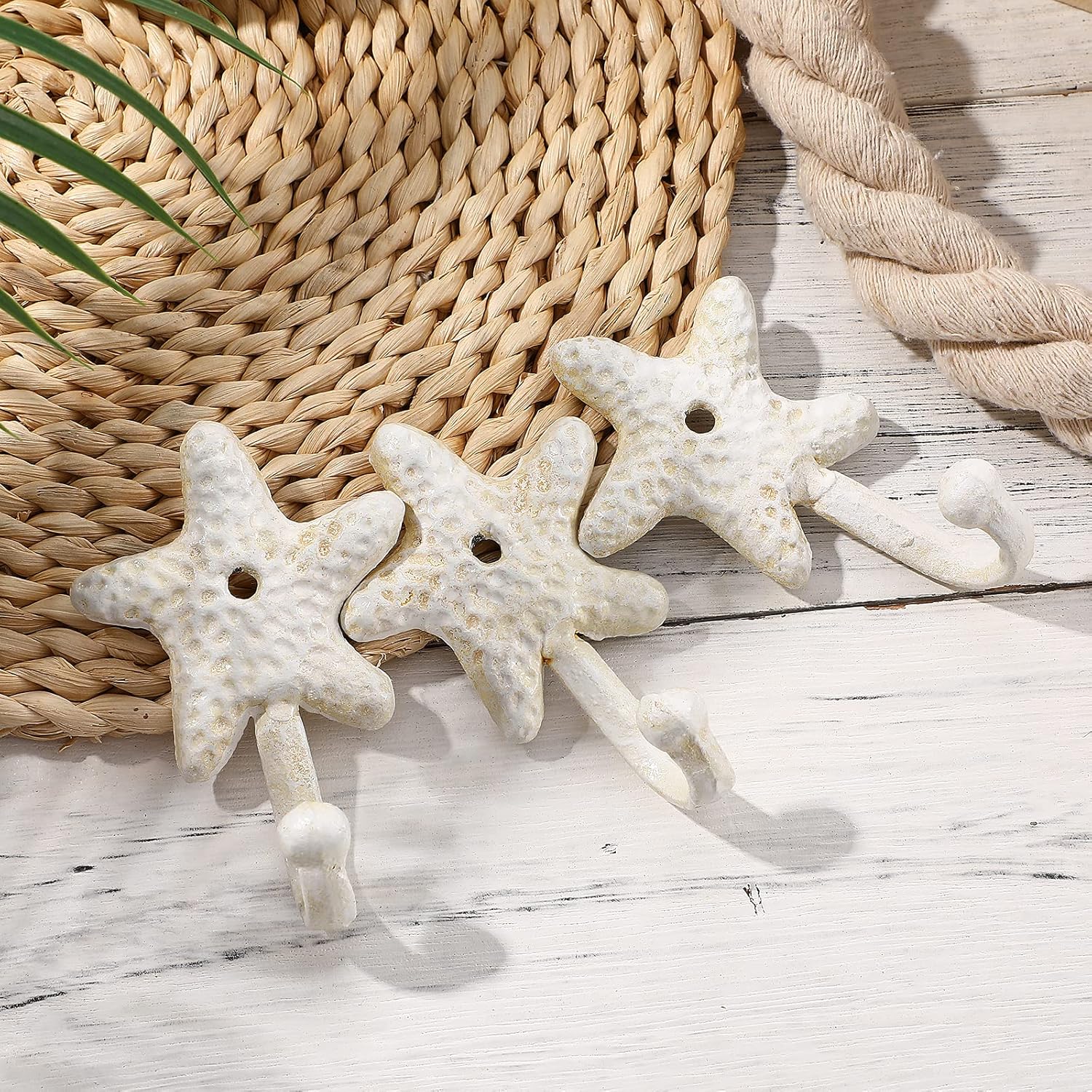 Cabilock 3pcs Heavy Duty Antique Star Towel Hooks - Decorative Wall Mounted Robe Hook Hat Rack for Bathroom and Kitchen