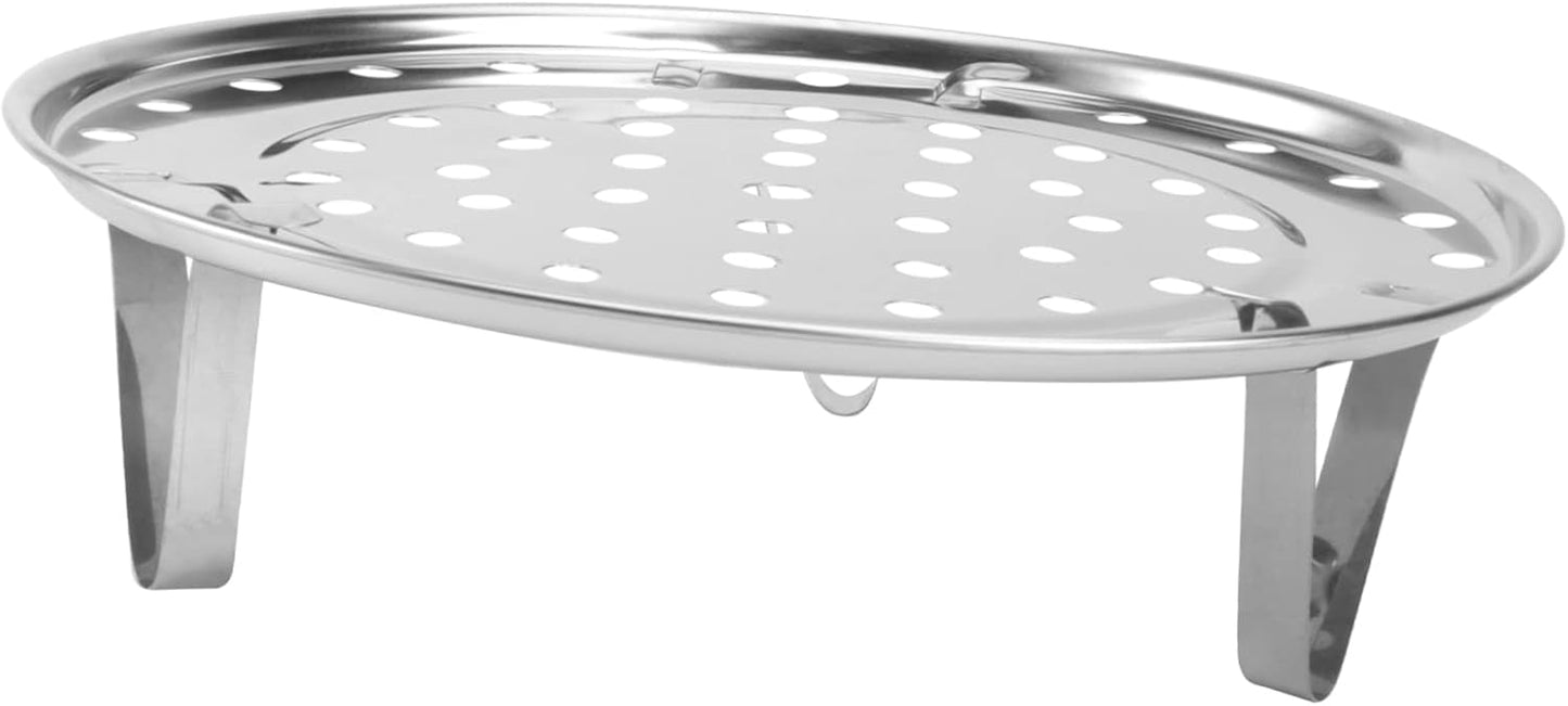 Cabilock Double Steamer Rack Set with Thermal Mitts and Teapot Infuser - Silver