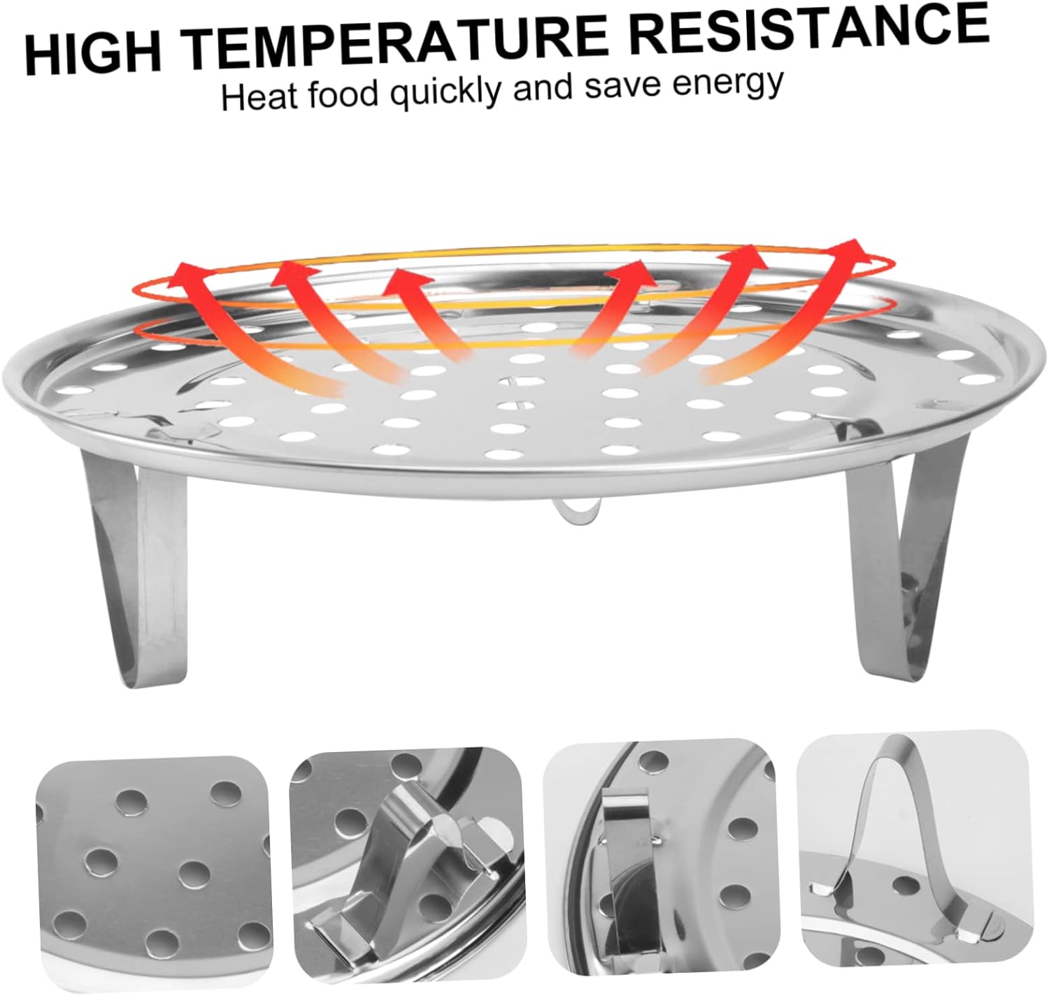 Cabilock Double Steamer Rack Set with Thermal Mitts and Teapot Infuser - Silver