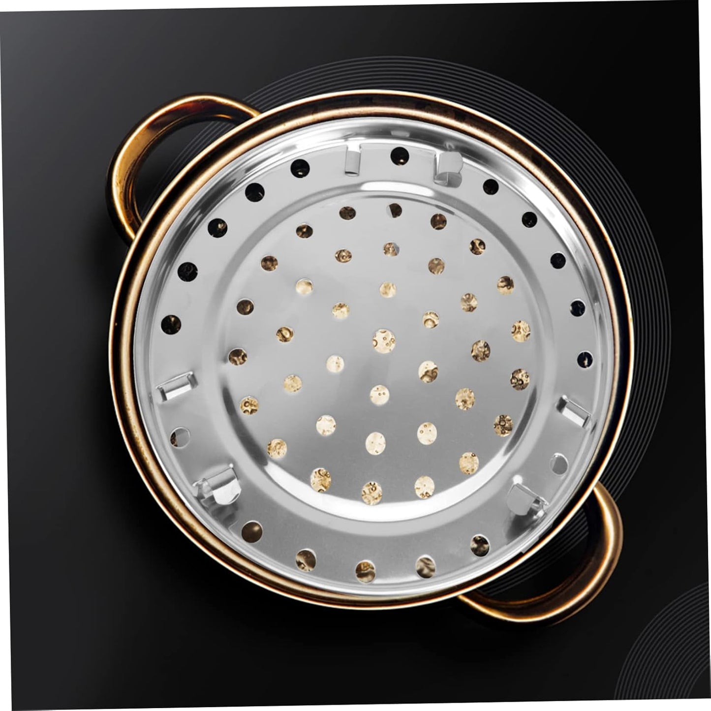 Cabilock Double Steamer Rack Set with Thermal Mitts and Teapot Infuser - Silver