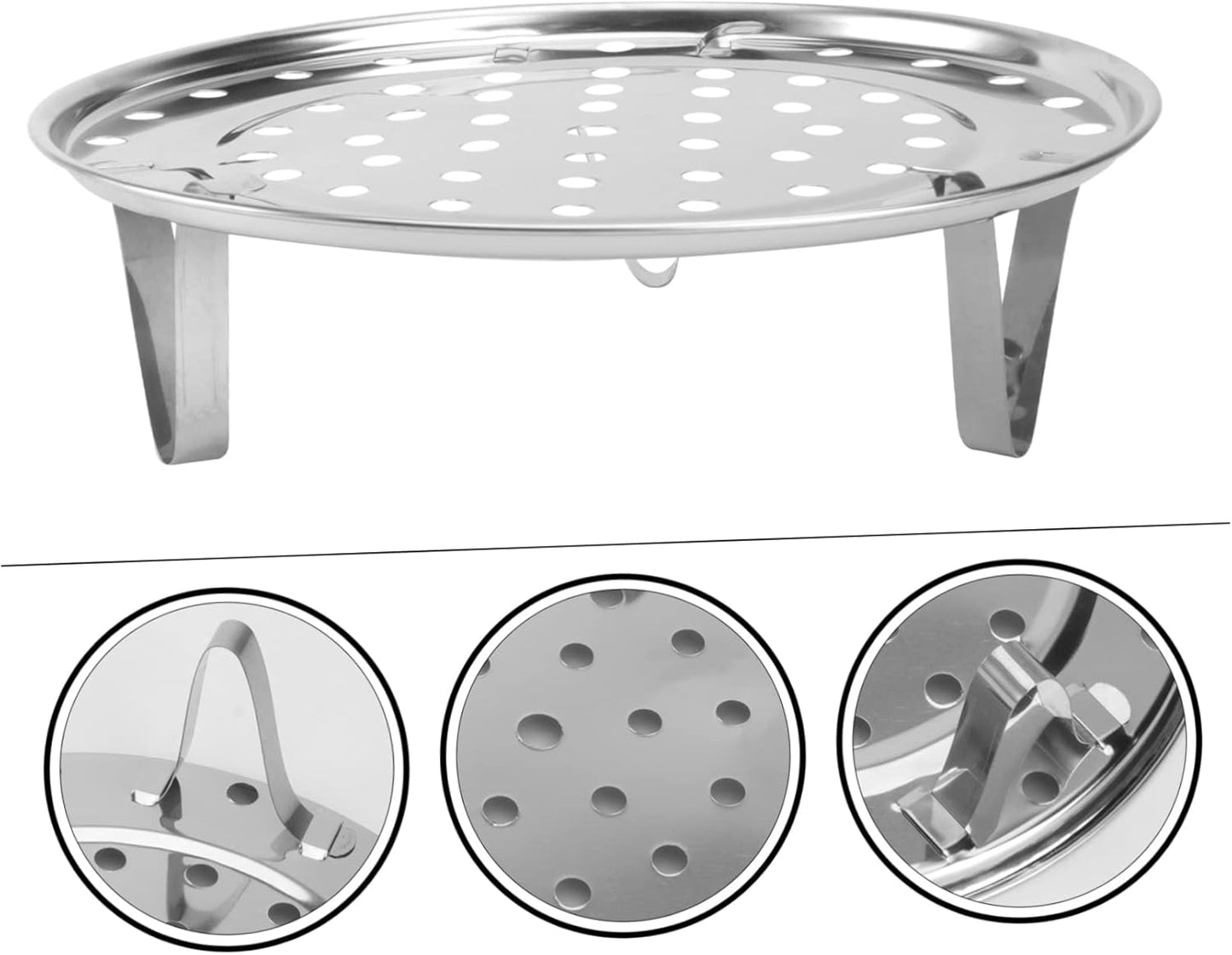 Cabilock Double Steamer Rack Set with Thermal Mitts and Teapot Infuser - Silver