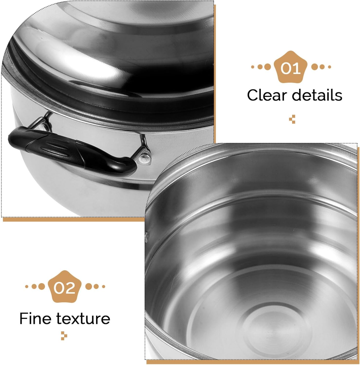 Cabilock Stainless Steel Stock Pot with Steamer Insert Pans and Lid - Kitchen Steaming Cookware