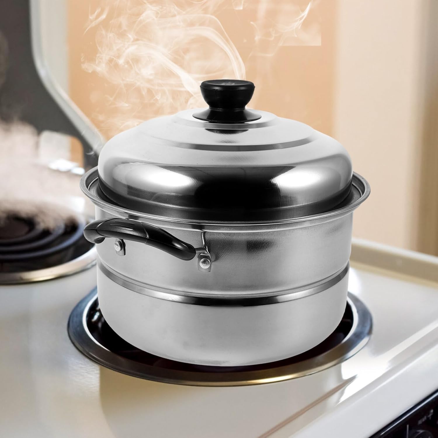 Cabilock Stainless Steel Stock Pot with Steamer Insert Pans and Lid - Kitchen Steaming Cookware