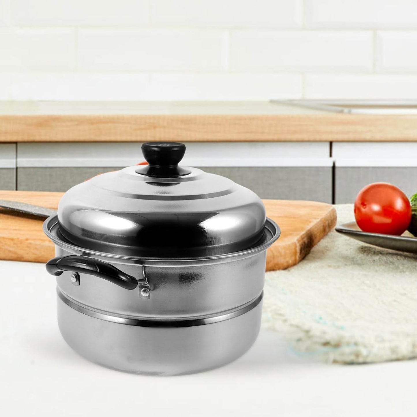 Cabilock Stainless Steel Stock Pot with Steamer Insert Pans and Lid - Kitchen Steaming Cookware