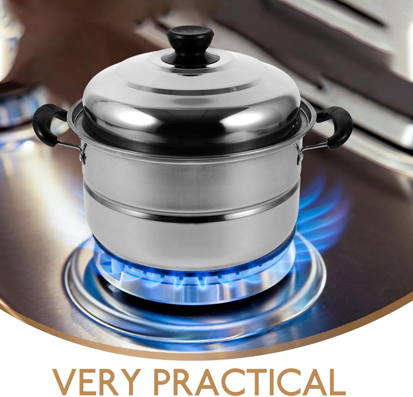 Cabilock Stainless Steel Stock Pot with Steamer Insert Pans and Lid - Kitchen Steaming Cookware