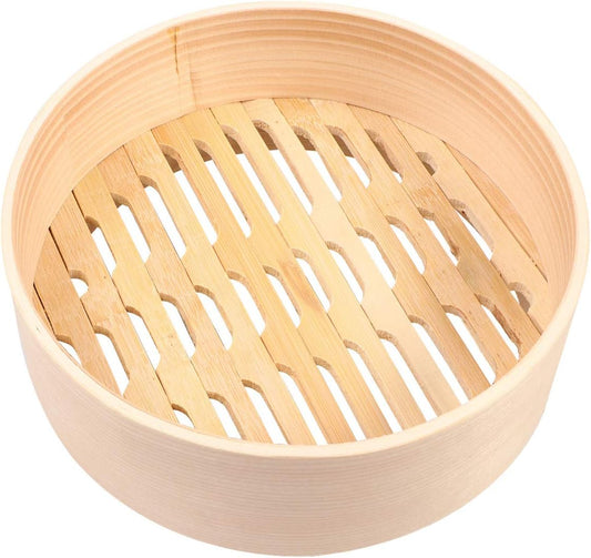Cabilock White Pine Wood Bamboo Steamer Basket for Steaming Buns and Food