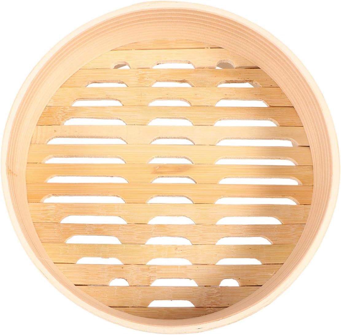 Cabilock White Pine Wood Bamboo Steamer Basket for Steaming Buns and Food