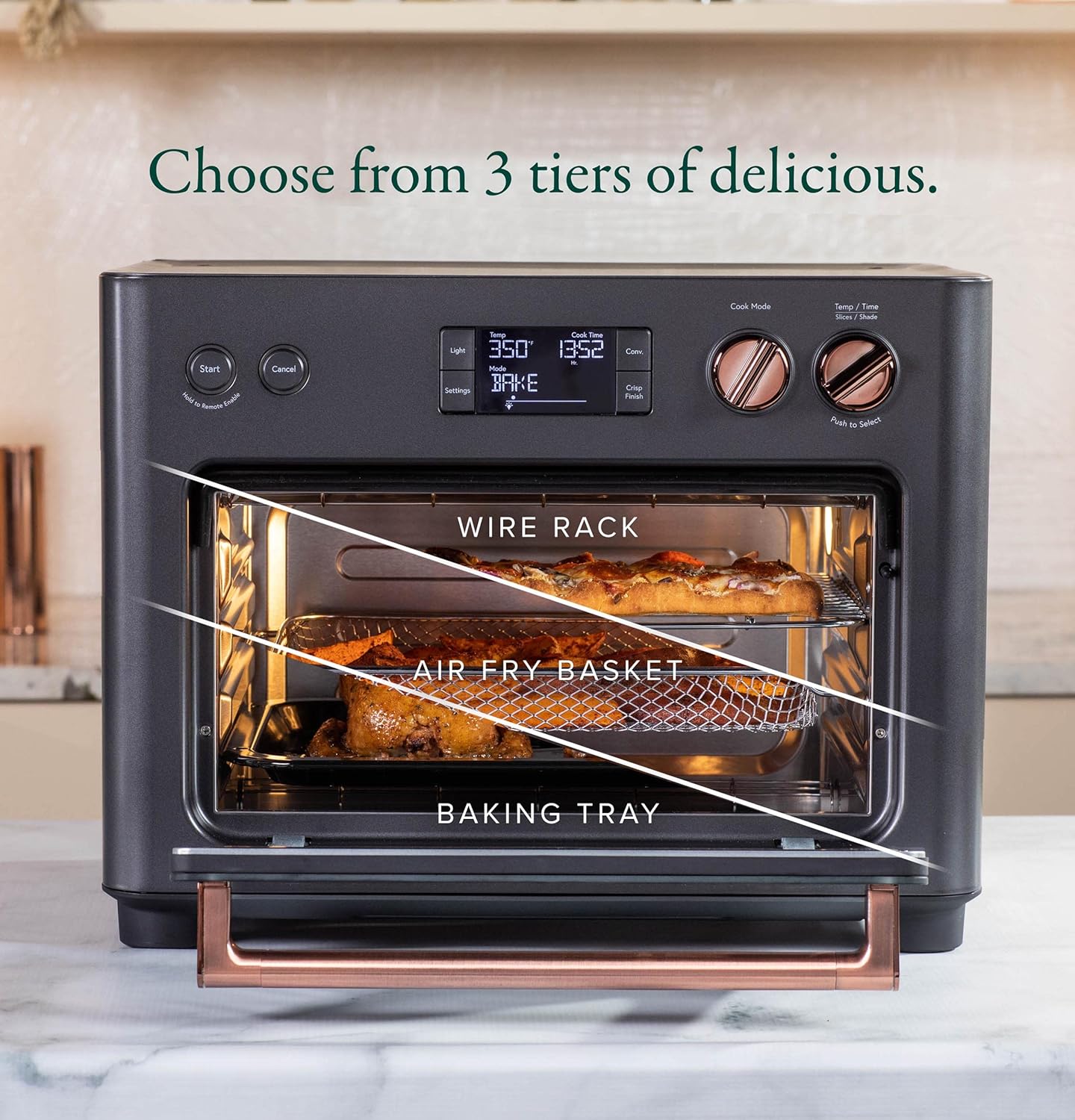 Café Couture Oven: 14 Cooking Modes, Air Fry, Bake, Broil, Roast, Toast, Pizza, WiFi, Voice Control, Matte Black