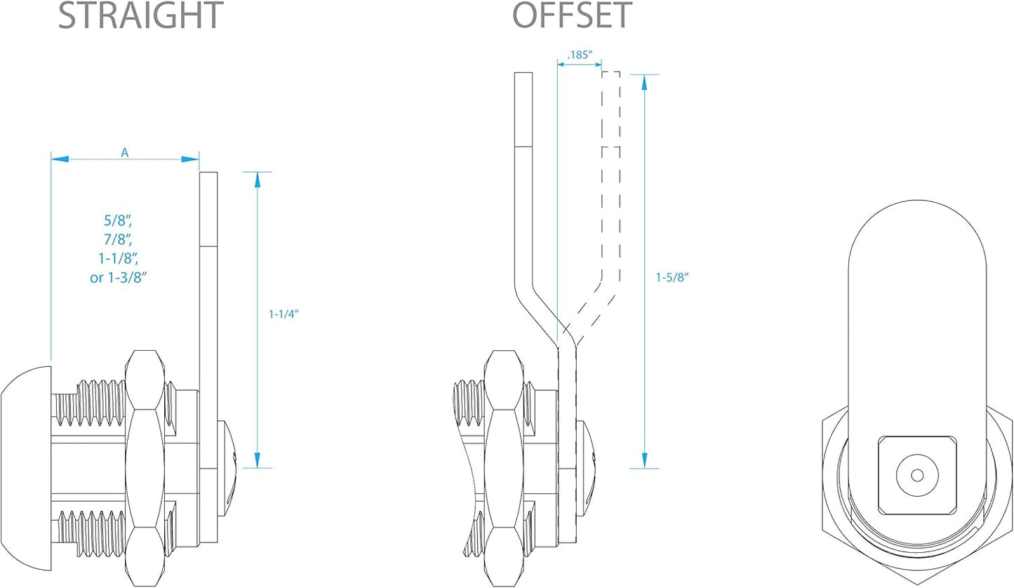 Camco 44323 Multicolor 7/8" Thumb Operated Offset Cam Lock