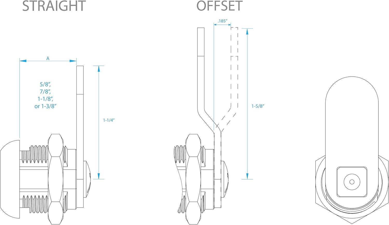 Camco 44323 Multicolor 7/8" Thumb Operated Offset Cam Lock