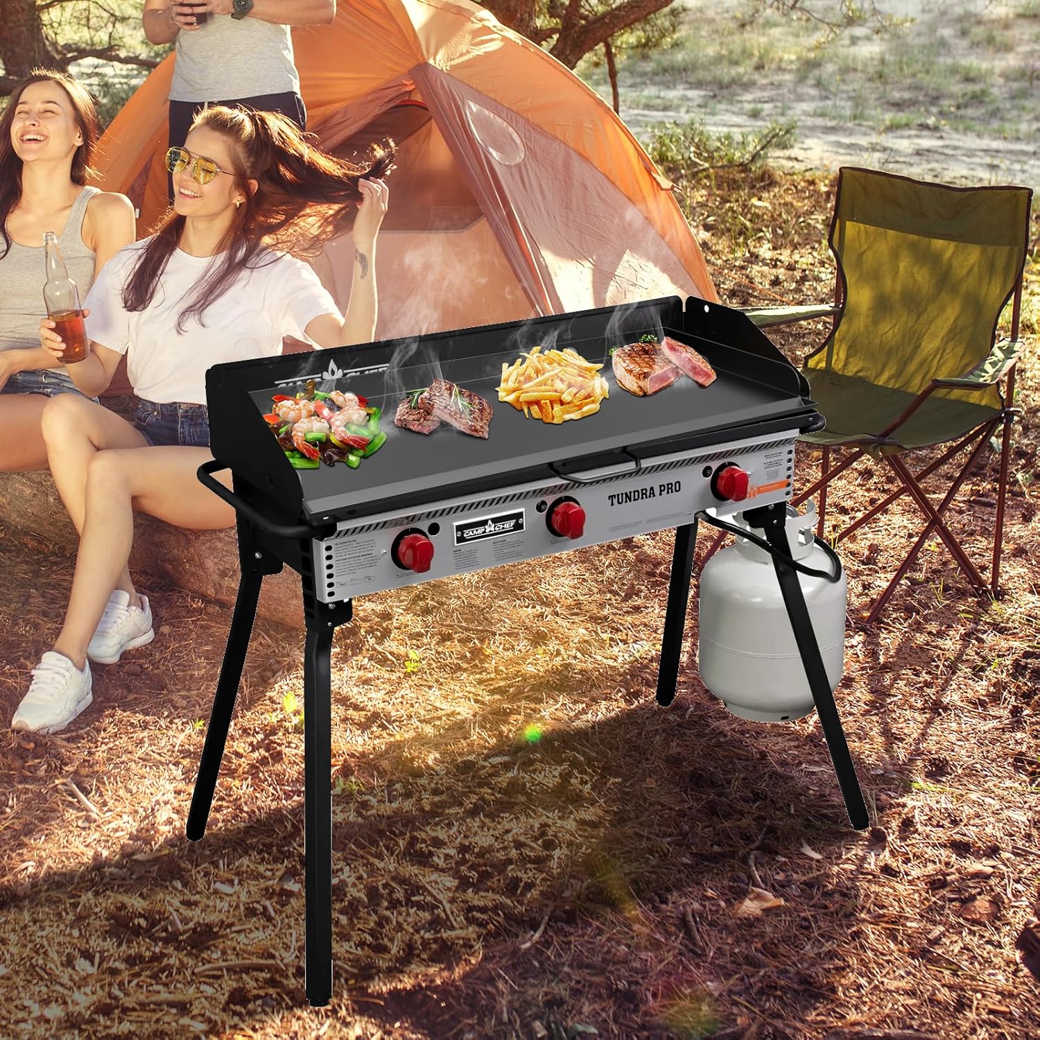 Camp Chef Tundra 3 Burner Flat Top Griddle - Compatible with SPG90B, GB90D, TB90 - 16" x 38" Dimensions - CCH3 Griddle Top