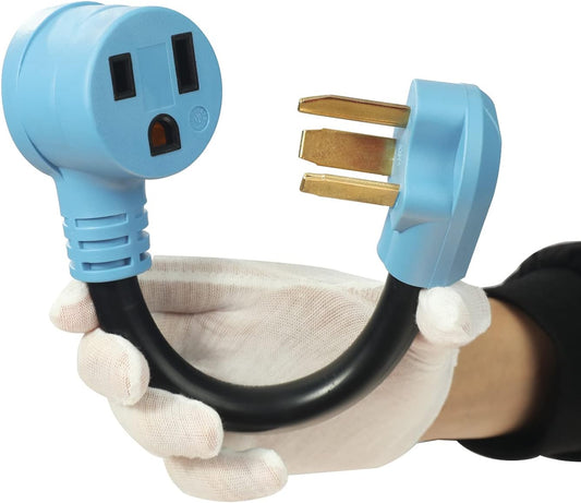 CAMPELIFY 3 Prong 30 AMP Dryer Plug to 50 AMP Welder Adapter - NEMA 10-30P to 6-50R, 30 to 50 AMP Adapter for Dryer Outlet to Welder, 10/3 AWG, 7,500W - 12 Inch