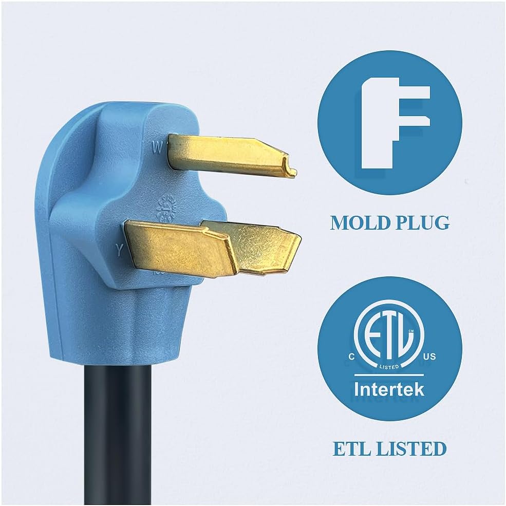 CAMPELIFY 3 Prong 30 AMP Dryer Plug to 50 AMP Welder Adapter - NEMA 10-30P to 6-50R, 30 to 50 AMP Adapter for Dryer Outlet to Welder, 10/3 AWG, 7,500W - 12 Inch