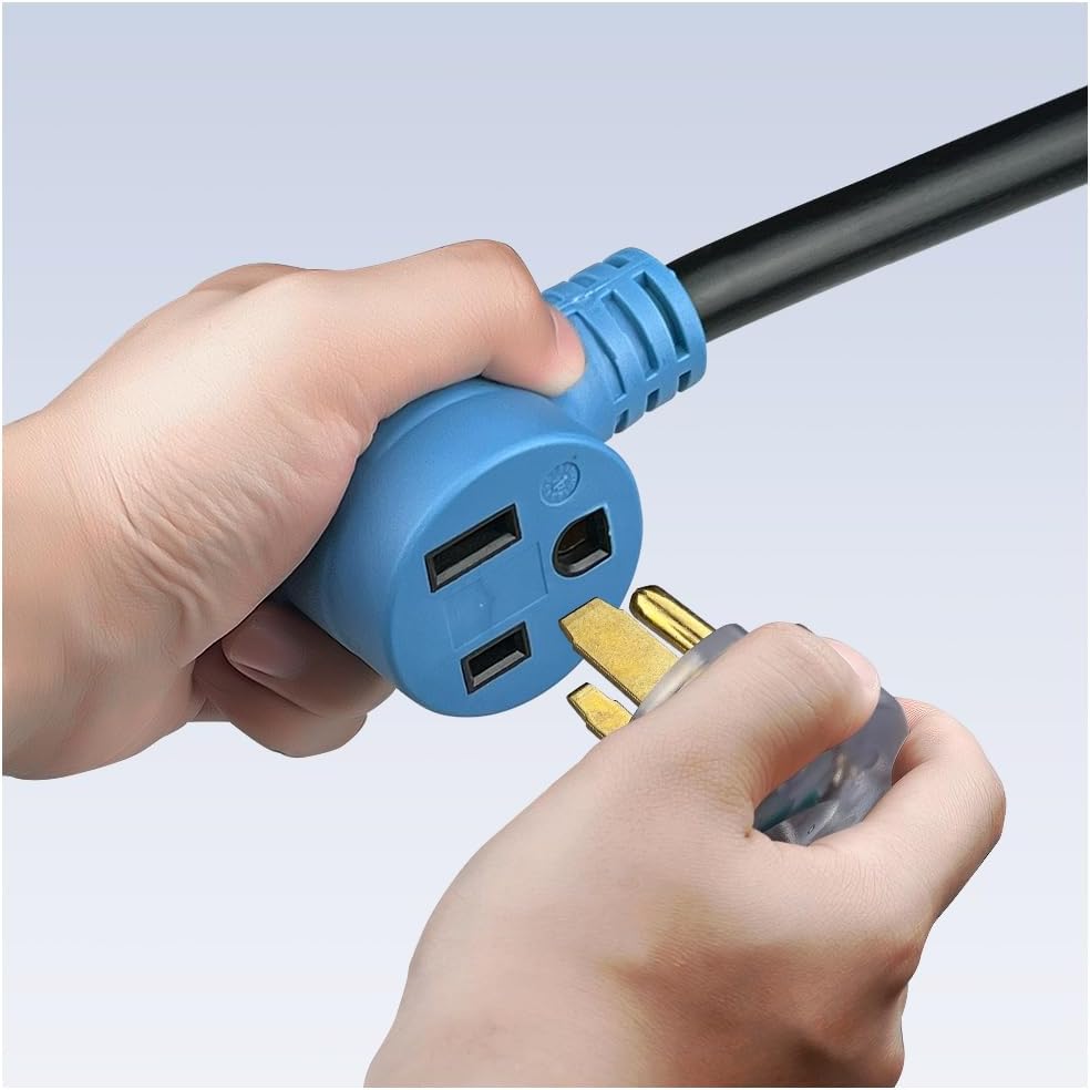 CAMPELIFY 3 Prong 30 AMP Dryer Plug to 50 AMP Welder Adapter - NEMA 10-30P to 6-50R, 30 to 50 AMP Adapter for Dryer Outlet to Welder, 10/3 AWG, 7,500W - 12 Inch